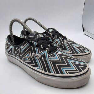 Vans Authentic Chevron Print Womens Size 7.5 Black White Low Top Sneakers Shoes